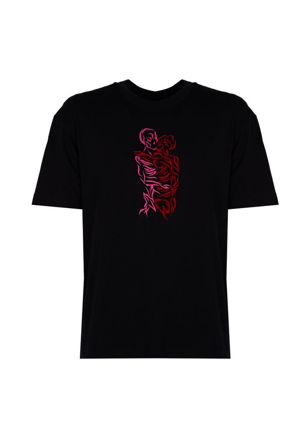 Les Hommes T-Shirt "Love After Death" | LBT1007700D | Mężczyzna | Czarny. Kolor: czarny. Materiał: bawełna. Wzór: nadruk, aplikacja. Styl: elegancki, klasyczny