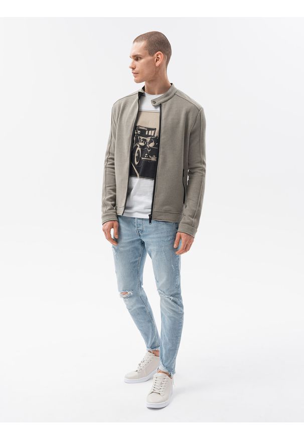 Beżowa bluza Ombre Clothing bez kaptura