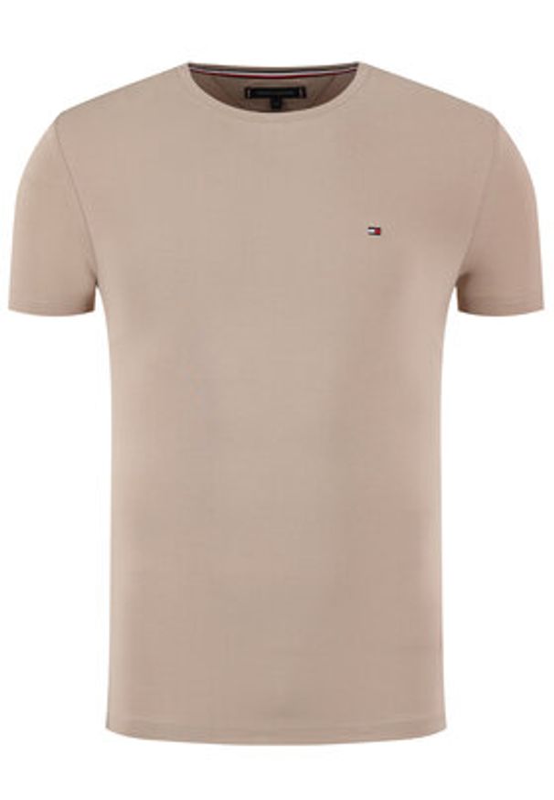 TOMMY HILFIGER - Tommy Hilfiger T-Shirt Strech MW0MW10800 Brązowy Slim Fit. Kolor: brązowy. Materiał: bawełna