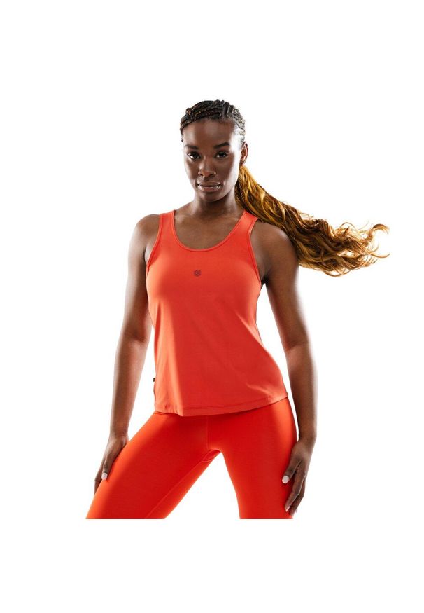 SIROKO - Damska koszulka treningowa tank top Fitness Siroko Hart. Kolor: czerwony. Materiał: tkanina. Długość rękawa: na ramiączkach. Sport: fitness