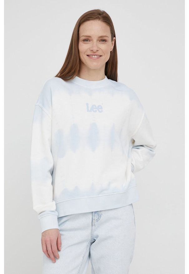 Lee bluza bawełniana damska wzorzysta. Kolor: niebieski. Materiał: bawełna