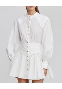 ACLER AUSTRALIA - Biała sukienka Tyler. Kolor: biały. Materiał: prążkowany, bawełna, tkanina. Typ sukienki: rozkloszowane. Długość: mini