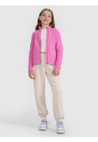 4f - 4F Polar ze stójką slim dziewczęcy - różowy 152 (11-12 lat). Typ kołnierza: kołnierzyk stójkowy. Kolor: różowy. Materiał: polar. Wzór: gładki. Sezon: lato. Sport: turystyka piesza, wspinaczka, snowboard, narciarstwo #2