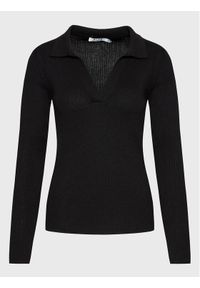 NA-KD Sweter Pique Collar 1100-006091-0002-003 Czarny Slim Fit. Kolor: czarny. Materiał: syntetyk