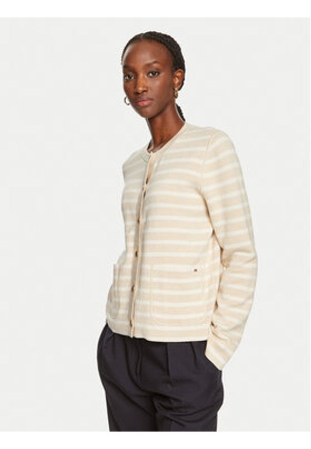 TOMMY HILFIGER - Tommy Hilfiger Kardigan WW0WW40846 Beżowy Regular Fit. Kolor: beżowy. Materiał: bawełna