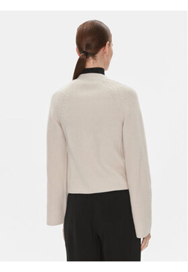 Calvin Klein Kardigan K20K206275 Beżowy Regular Fit. Kolor: beżowy. Materiał: wełna