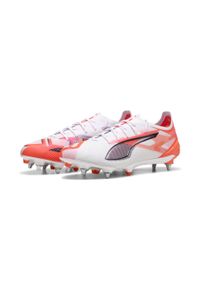 Puma - Buty piłkarskie ULTRA 5 ULTIMATE MxSG PUMA White Black Glowing Red. Zapięcie: sznurówki. Kolor: biały, czerwony, wielokolorowy, czarny. Sport: piłka nożna