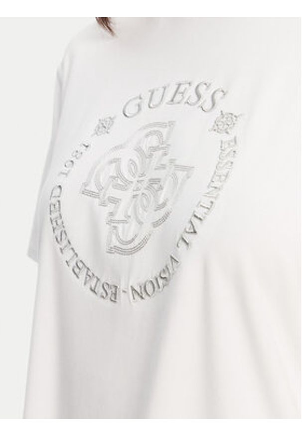 Guess T-Shirt V5YI05 KCOA2 Biały Regular Fit. Kolor: biały. Materiał: wiskoza