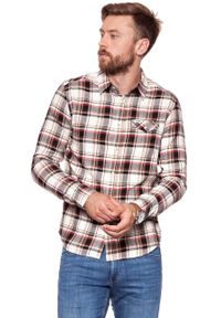 Wrangler - KOSZULA WRANGLER LS 1PKT FLAP SHIRT RED W5932SN47. Wzór: kratka