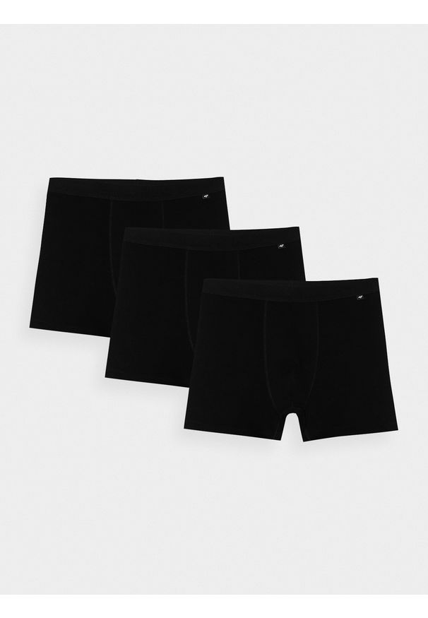 4f - Bielizna bokserki (3-pack) męskie - czarne. Kolor: czarny. Materiał: materiał, bawełna