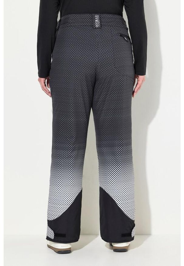 ULLA POPKEN - Damskie Spodnie narciarskie wodoodporne kropki paski na rzep. Kolekcja: plus size. Kolor: czarny. Materiał: elastan, poliester, materiał. Wzór: paski, kropki. Sezon: zima. Sport: narciarstwo