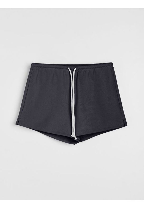 Sinsay - Szerokie szorty dresowe z rozcięciem - szary. Kolor: szary. Materiał: dresówka