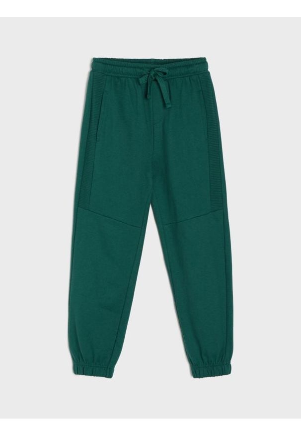 Sinsay - Spodnie dresowe loose - zielony. Kolor: zielony. Materiał: dresówka