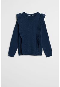 Mango Kids - Sweter dziecięcy Karen 110-164 cm. Okazja: na co dzień. Kolor: niebieski. Materiał: bawełna, materiał, dzianina. Wzór: gładki. Styl: casual #1