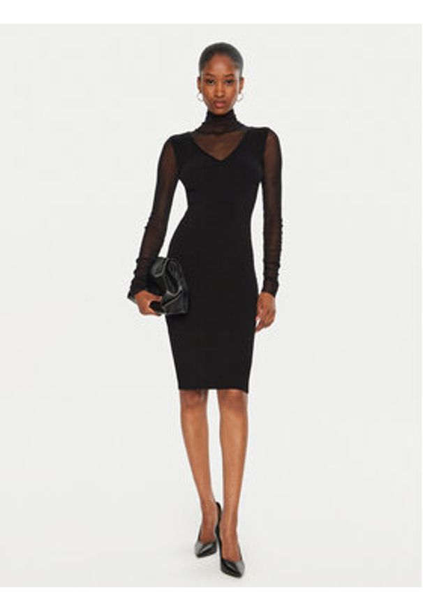 Rinascimento Sukienka dzianinowa CFM0011619003 Czarny Slim Fit. Kolor: czarny. Materiał: wiskoza