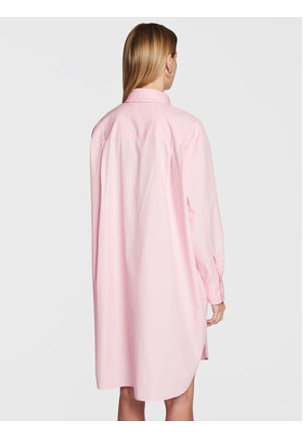 TOMMY HILFIGER - Tommy Hilfiger Sukienka koszulowa Solid WW0WW37102 Różowy Oversize. Kolor: różowy. Materiał: bawełna. Typ sukienki: koszulowe, oversize