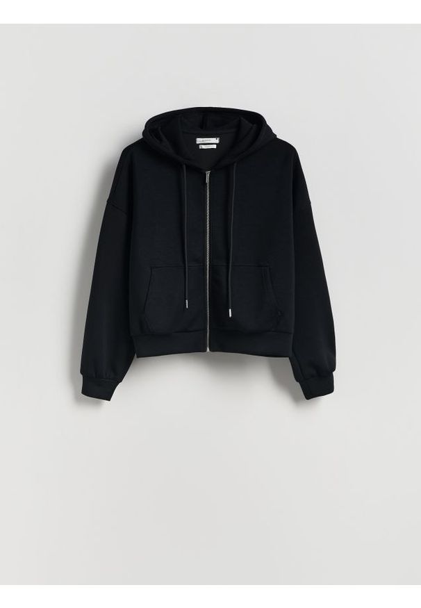 Reserved - Oversizowa bluza - czarny. Kolor: czarny. Materiał: dzianina. Wzór: gładki
