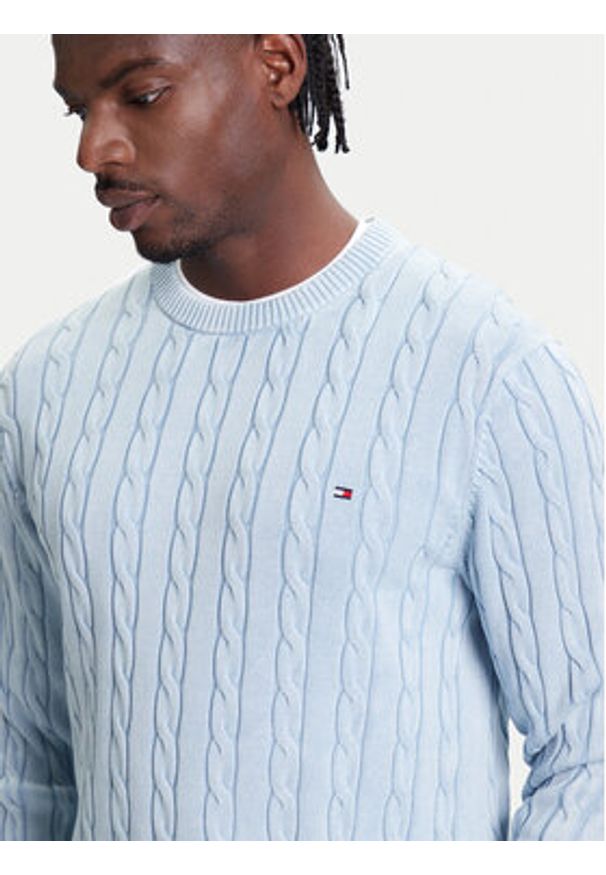 TOMMY HILFIGER - Tommy Hilfiger Sweter Classic MW0MW39524 Błękitny Regular Fit. Kolor: niebieski. Materiał: bawełna