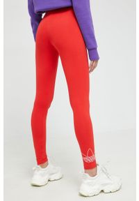 adidas Originals legginsy damskie kolor czerwony z nadrukiem. Kolor: czerwony. Materiał: bawełna. Wzór: nadruk #2