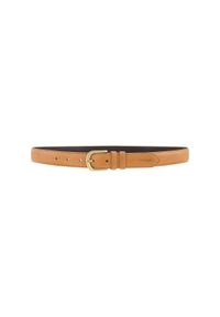 Wrangler - WRANGLER MĘSKI PASEK SKÓRZANY BOMBATO BELT DARK COGNAC 112358067 PREMIUM. Materiał: skóra