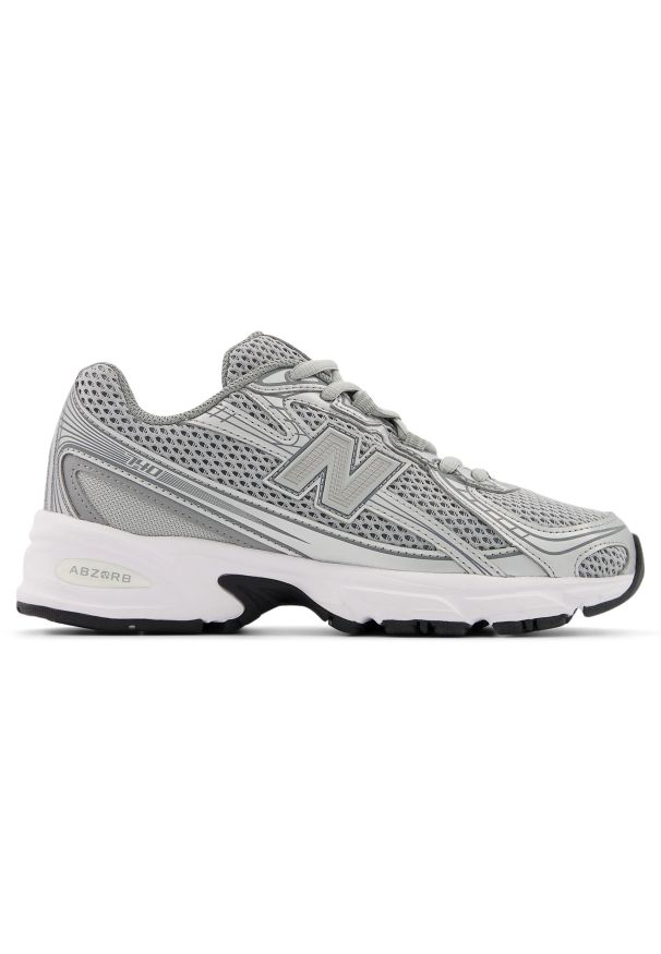 Buty dziecięce New Balance GR740SG – szare. Kolor: szary. Materiał: materiał, syntetyk. Szerokość cholewki: normalna. Sezon: lato. Sport: turystyka piesza