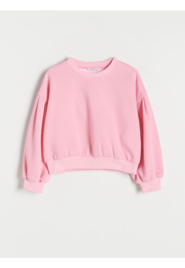 Reserved - Bluza z tłoczeniem - intensywny róż. Kolor: różowy. Materiał: dzianina, bawełna. Długość: krótkie