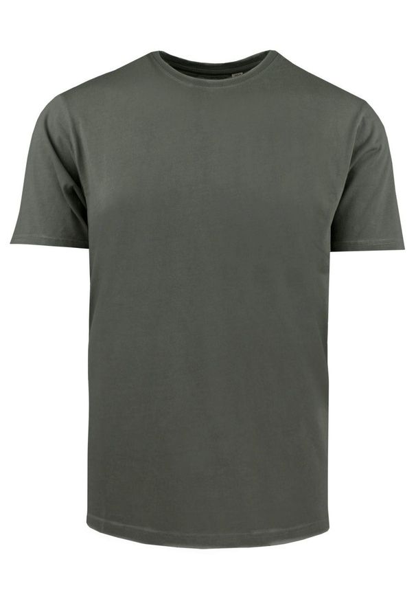 Męski T-Shirt -Brave Soul- Delikatny Efekt Sprania Tkaniny - Khaki. Okazja: na co dzień. Kolor: brązowy. Materiał: bawełna. Sezon: lato, wiosna. Styl: casual