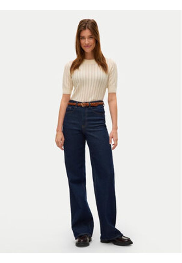 Vero Moda Sweter Morena 10321893 Beżowy Slim Fit. Kolor: beżowy. Materiał: bawełna