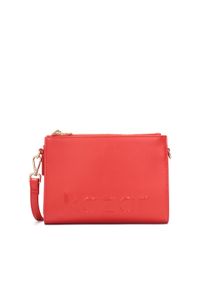 Kazar - Czerwona skórzana torebka z tłoczonym logotypem. Kolor: czerwony. Wzór: gładki, aplikacja. Materiał: skórzane #1