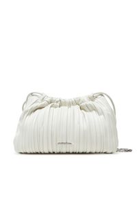 Calvin Klein Torebka Drawstring Plisse Crossbody LV04F3076G Biały. Kolor: biały. Materiał: skórzane