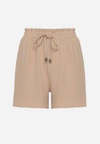Born2be - Ciemnobeżowe Luźne Szorty z Wysokim Stanem Mevindrae. Okazja: na co dzień. Stan: podwyższony. Kolor: beżowy. Styl: klasyczny, casual, elegancki #5