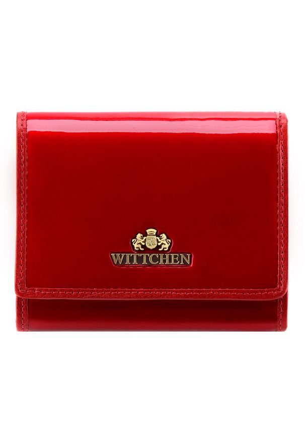 Wittchen - Damski portfel ze skóry lakierowany średni czerwony. Kolor: czerwony. Materiał: lakier, skóra. Wzór: aplikacja