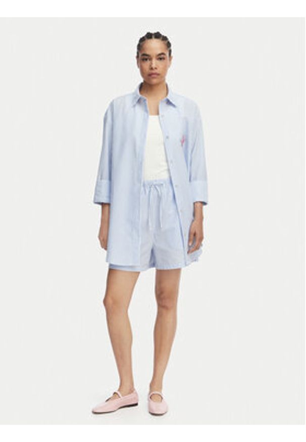 TOMMY HILFIGER - Tommy Hilfiger Koszula Seersucker UW0UW06474 Niebieski Regular Fit. Kolor: niebieski. Materiał: bawełna