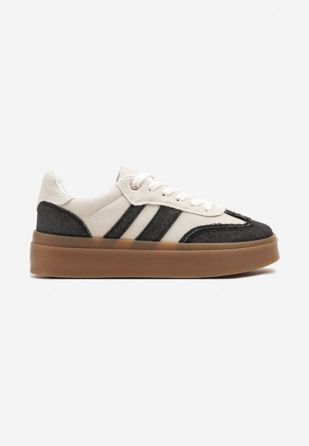 Born2be - Czarno-Beżowe Sneakersy na Kauczukowej Podeszwie Ardislo. Okazja: na co dzień. Kolor: czarny. Materiał: kauczuk