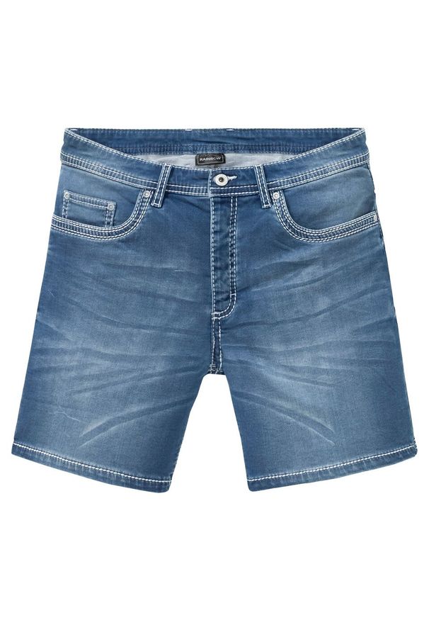 Bermudy dżinsowe dresowe Slim Fit bonprix niebieski "bleached”. Kolor: niebieski