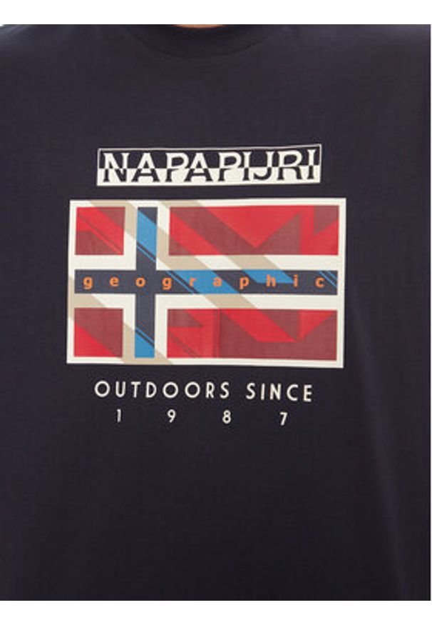 Napapijri T-Shirt S-Dorees NP0A4IBE Granatowy Regular Fit. Kolor: niebieski. Materiał: bawełna