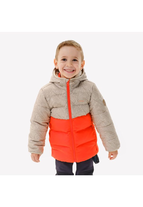 quechua - Kurtka turystyczna dla dzieci NH500. Kolor: pomarańczowy, czerwony, wielokolorowy, beżowy. Materiał: polar, włókno, materiał, syntetyk, poliester. Sezon: lato