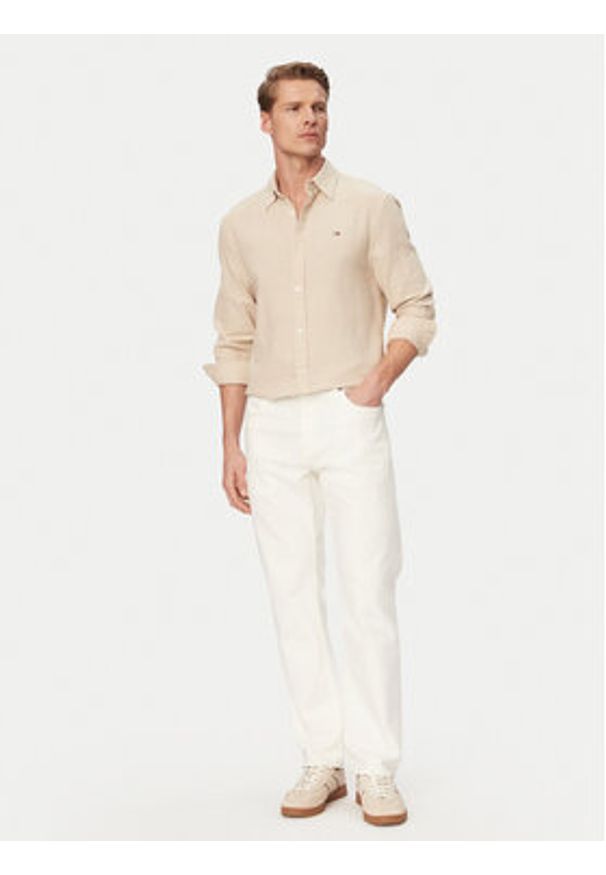 Tommy Jeans Koszula DM0DM22761 Beżowy jasny Regular Fit. Kolor: beżowy. Materiał: bawełna