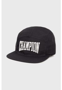 Champion czapka bawełniana kolor czarny z aplikacją. Kolor: czarny. Materiał: bawełna. Wzór: aplikacja