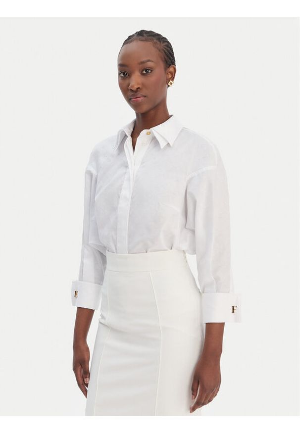 Elisabetta Franchi Koszula CA-141-61E2-V390 Biały Regular Fit. Kolor: biały. Materiał: bawełna