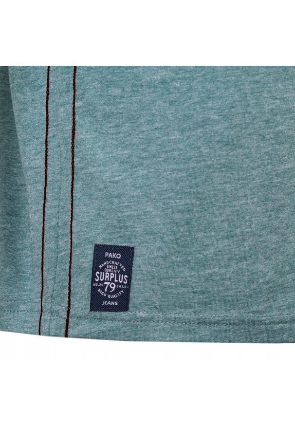 T-Shirt (Koszulka) Męska - Pako Jeans - Zielony Melanż, Motocykl. Okazja: na co dzień. Kolor: zielony. Materiał: bawełna, wiskoza. Wzór: nadruk. Styl: casual