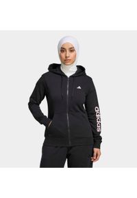 Adidas - Bluza z kapturem damska ADIDAS fitness. Typ kołnierza: kaptur. Kolor: czarny. Materiał: materiał. Sport: fitness #1
