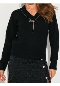 Sinsay - Sweter z cyrkoniami i domieszką wełny - czarny. Kolor: czarny. Materiał: wełna #1