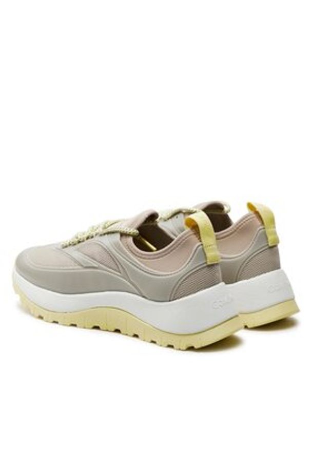 Calvin Klein Sneakersy Runner Lace Up Caging HW0HW01900 Beżowy. Kolor: beżowy. Materiał: mesh, materiał