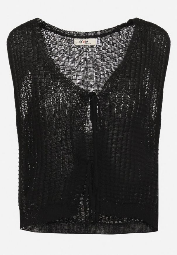 Born2be - Czarna Szydełkowa Kamizelka Narzutka w Stylu Boho Norvagia. Okazja: na co dzień. Kolor: czarny. Materiał: jeans, materiał. Styl: boho