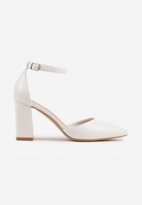 Renee - Białe Czółenka na Słupku w Klasycznym Stylu ze Szpiczastym Noskiem Zelelle. Nosek buta: szpiczasty. Kolor: biały. Wzór: gładki. Obcas: na słupku. Styl: klasyczny #7