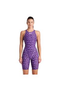 Strój startowy Arena Powerskin ST NEXT Damski Open Back Leopard Skin Violet. Kolor: fioletowy #1