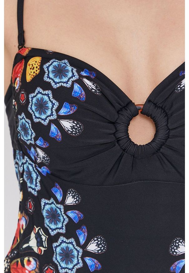 Desigual - Strój kąpielowy. Kolor: czarny. Materiał: dzianina