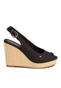 TOMMY HILFIGER - Tommy Hilfiger Espadryle Iconic Elena Sling Back Wedge FW0FW04789 Czarny. Kolor: czarny. Materiał: materiał