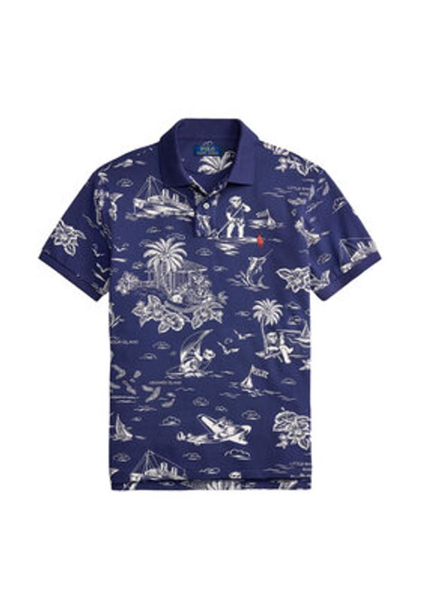 Polo Ralph Lauren Polo 710B13971001 Granatowy Slim Fit. Typ kołnierza: polo. Kolor: niebieski. Materiał: bawełna